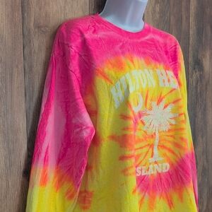 Gildan Tie-Dye Long Sleeve Tee Shirt "Hilton Head Island" L         -728G
